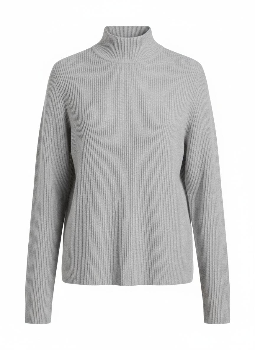 Ribbed Mock-Neck Sweater in Ash