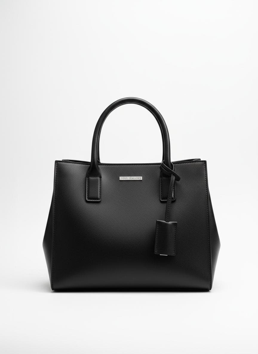 Leather Structured Tote in Onyx