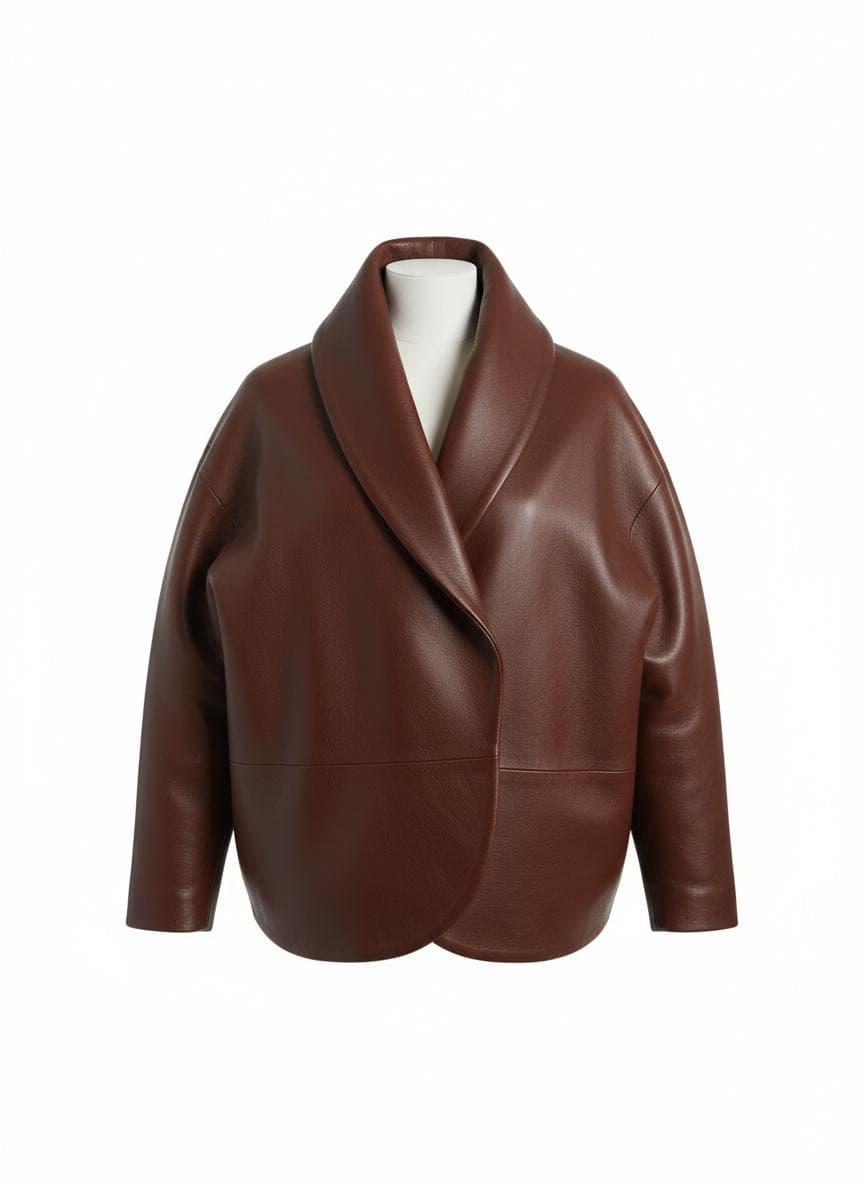 Cocoon Leather Jacket in Tobacco