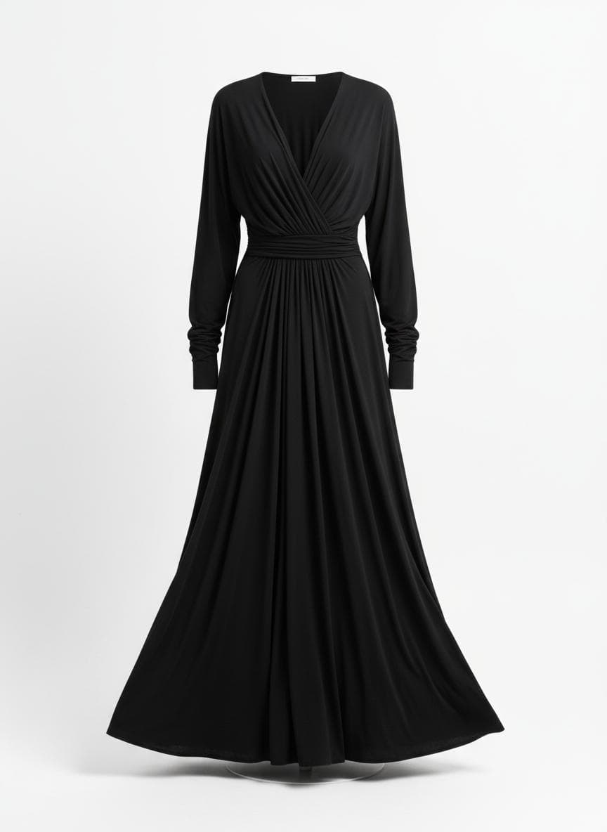 Draped Jersey Maxi in Onyx