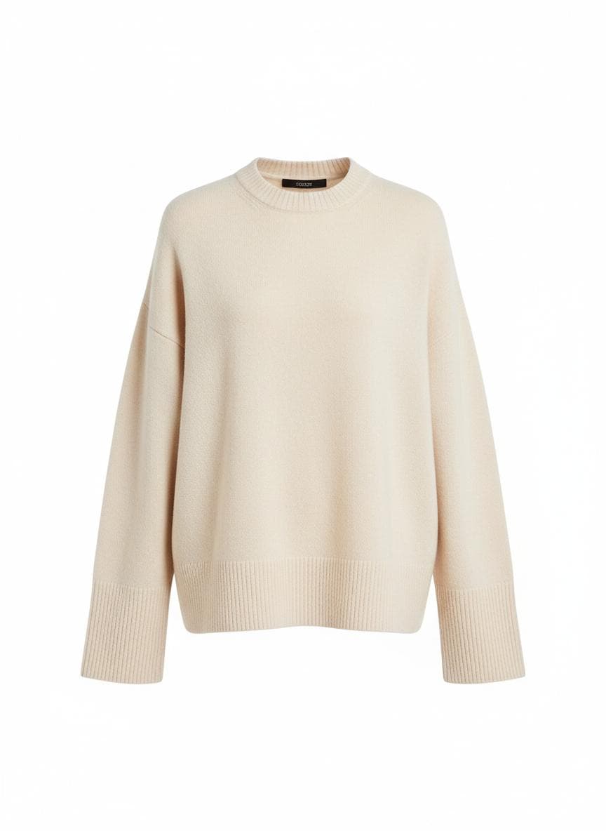 Cashmere Boxy Crewneck in Ivory