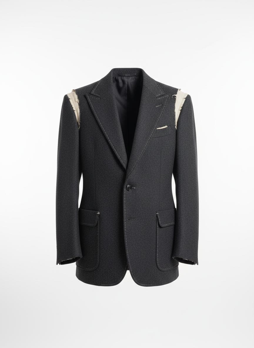 Deconstructed Suit Jacket in Charcoal