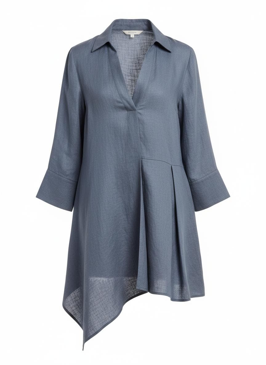 Asymmetric Linen Shirt in Slate