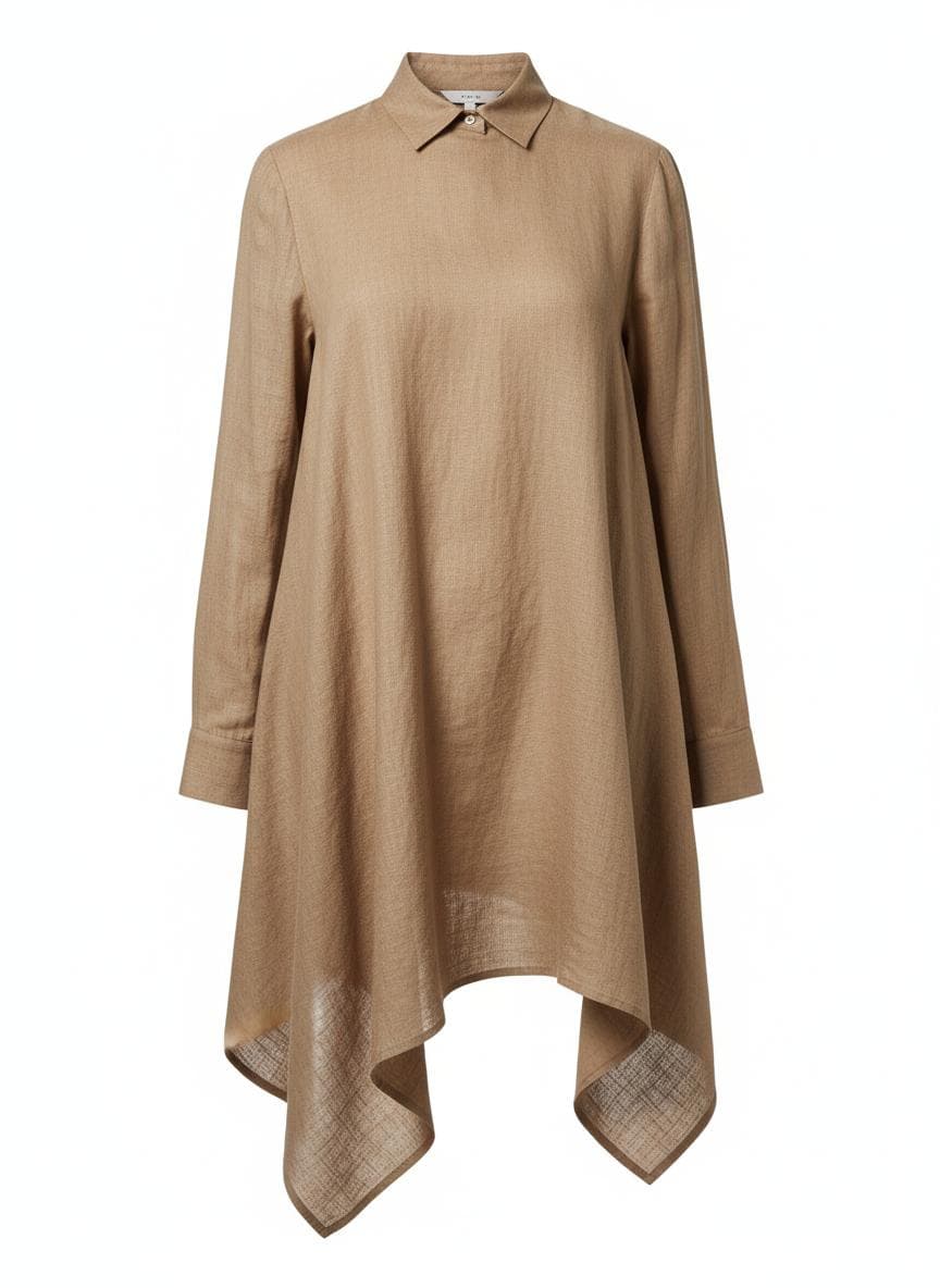 Asymmetric Linen Shirt in Dune