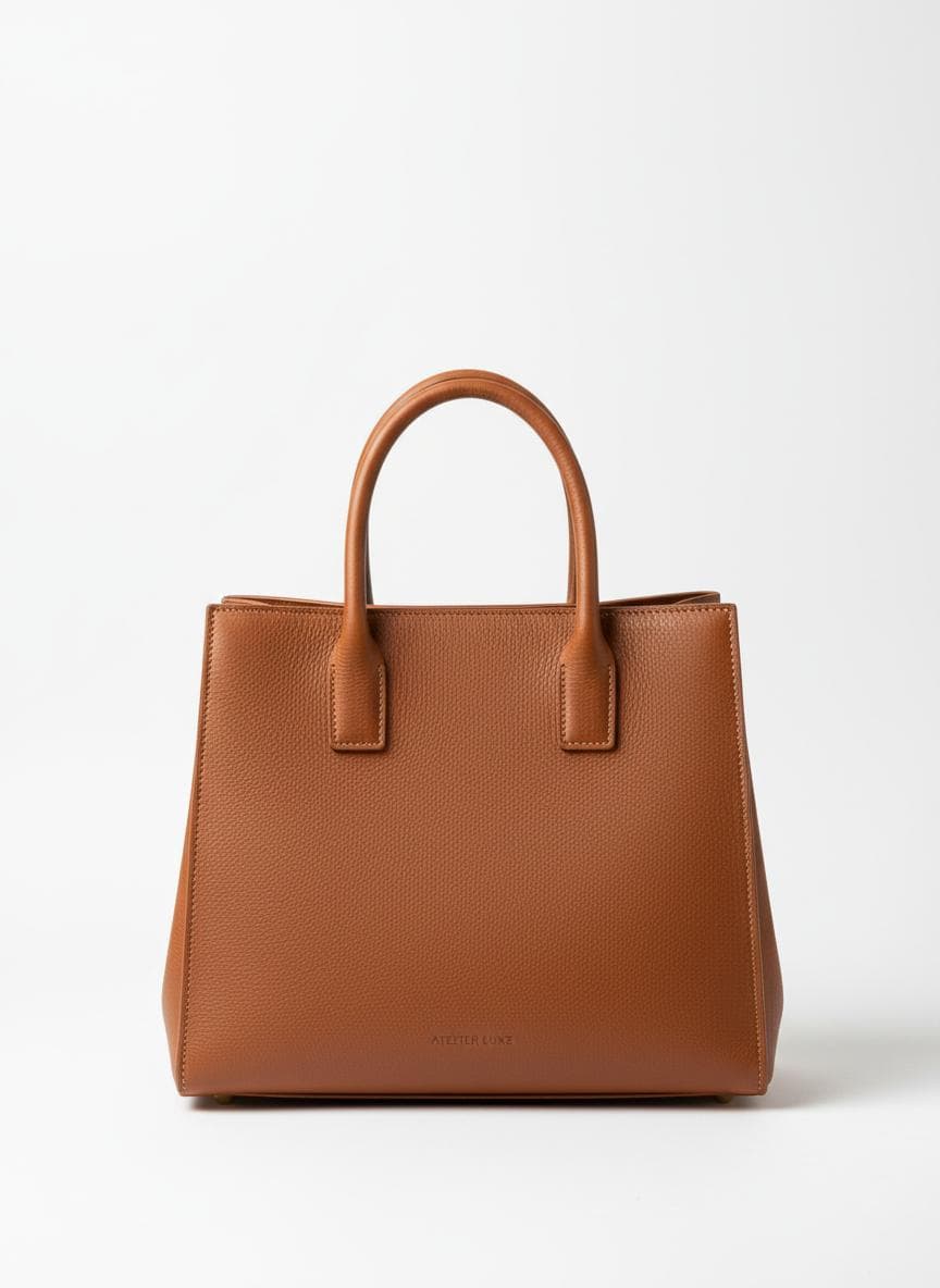 Leather Structured Tote in Tobacco