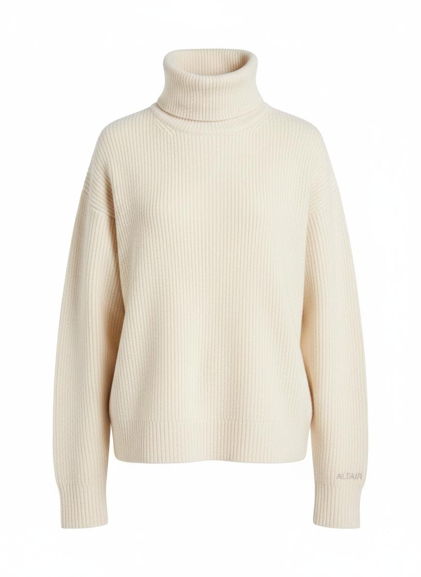 Heavyweight Cotton Turtleneck in Ivory