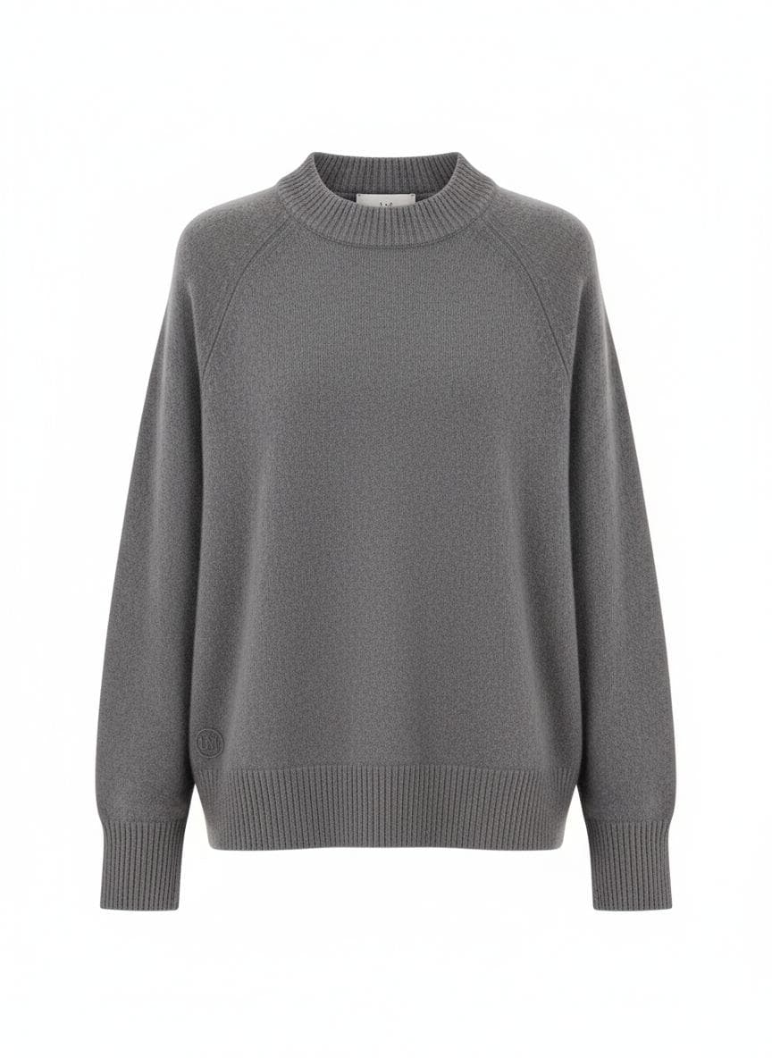 Cashmere Boxy Crewneck in Smoke