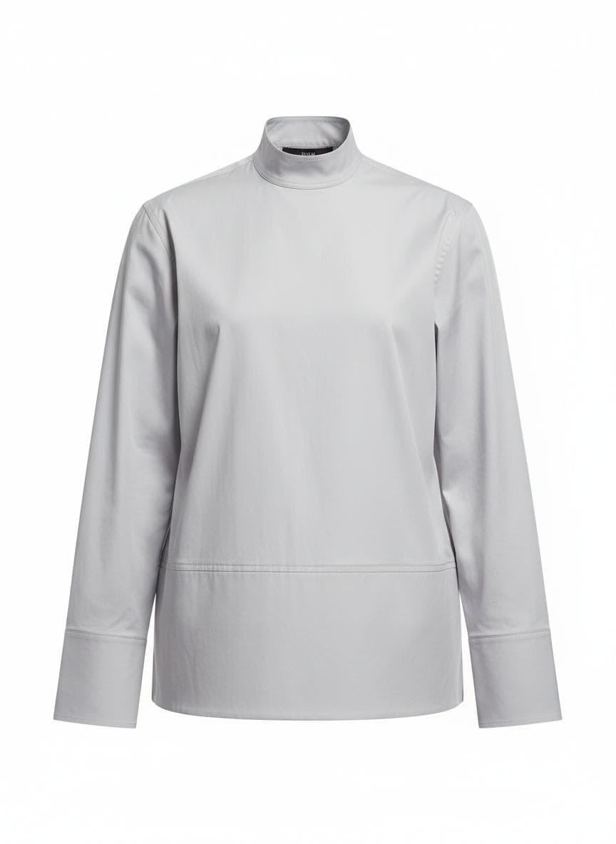 Cotton Poplin Banded Shirt in Ash