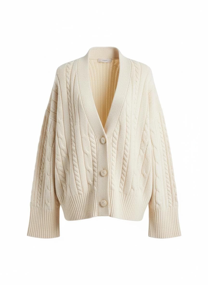 Merino Structured Cardigan in Ivory