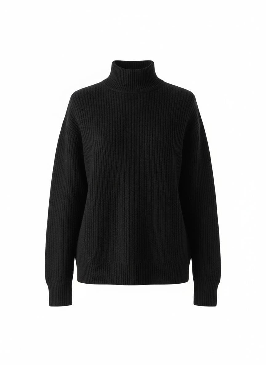 Ribbed Mock-Neck Sweater in Onyx