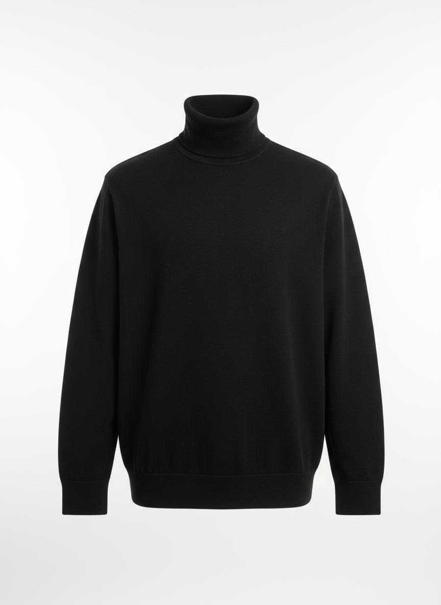 Heavyweight Cotton Turtleneck in Onyx