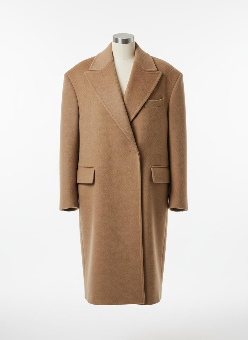 Oversized Acid Washed Structured Coat  in Dune