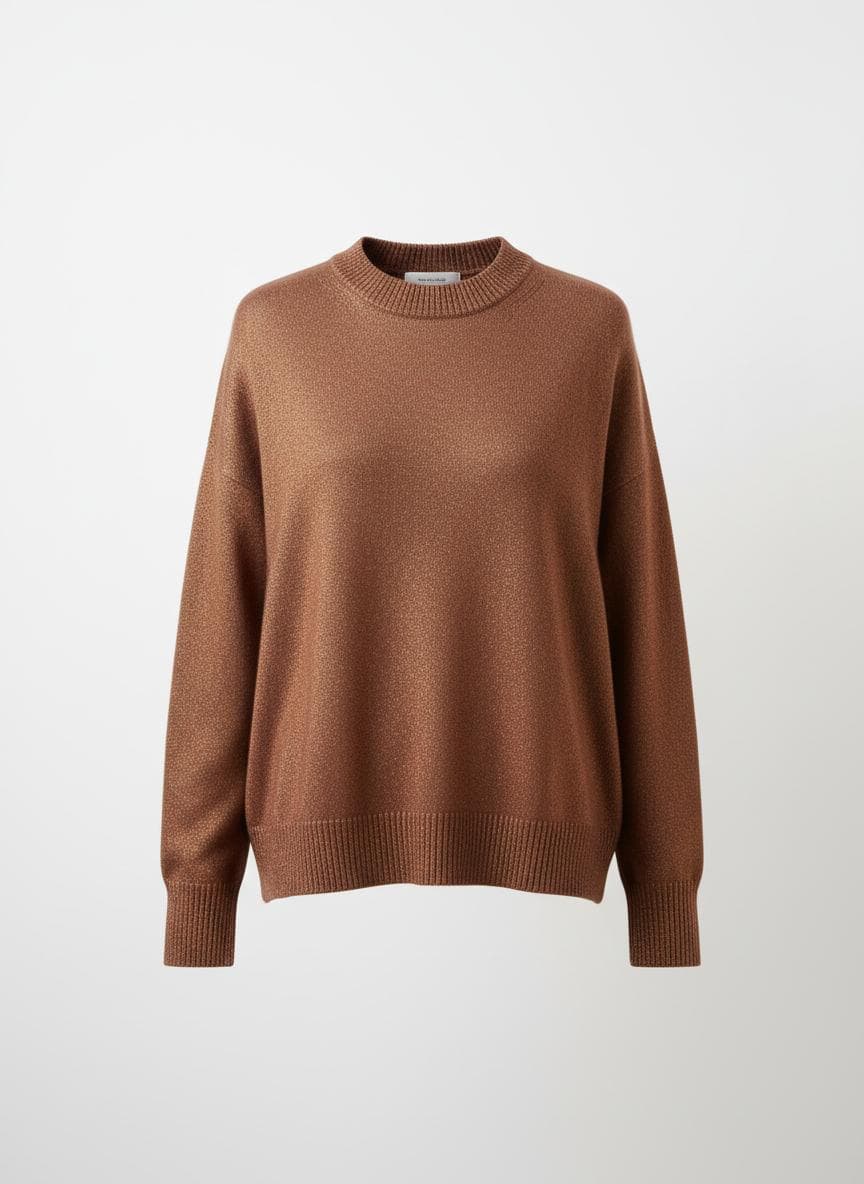 Cashmere Boxy Crewneck in Bronze